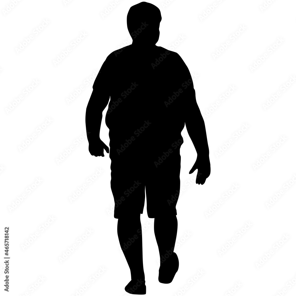 Black Silhouettes Large Man on white background