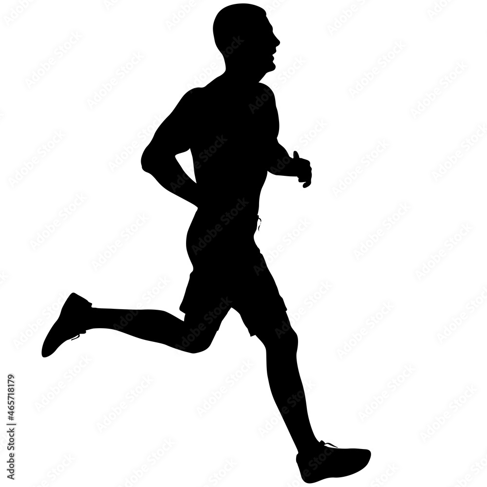 Black Silhouettes Runners sprint men on white background Black Silhouettes Runners sprint men on white background