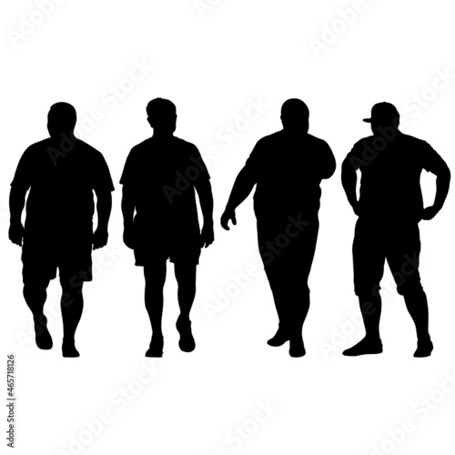 Black Set Silhouettes Large Man on white background