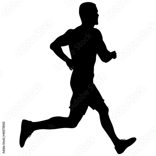 Black Silhouettes Runners sprint men on white background