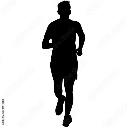 Black Silhouettes Runners sprint men on white background