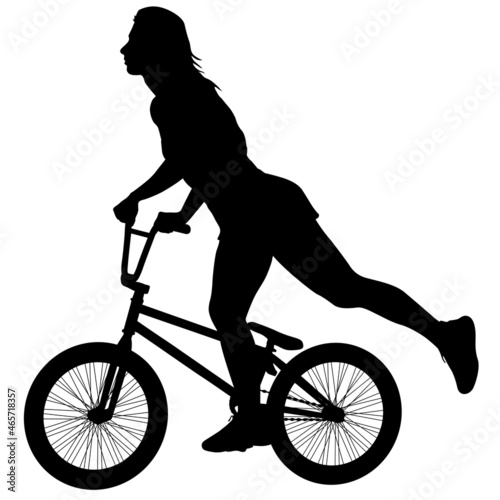 Silhouette of a sports cyclist on a white background