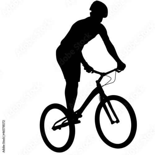 Silhouette of a sports cyclist on a white background