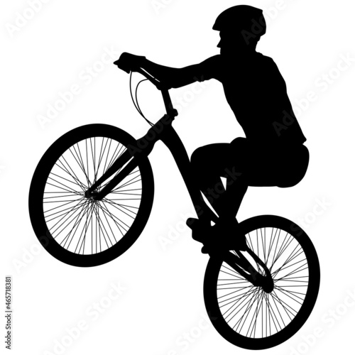 Silhouette of a sports cyclist on a white background