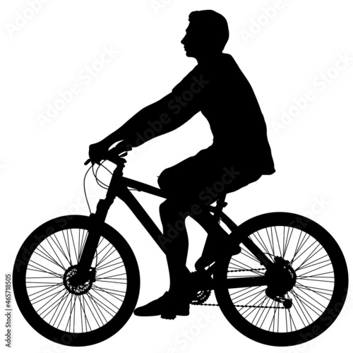 Silhouette of a sports cyclist on a white background