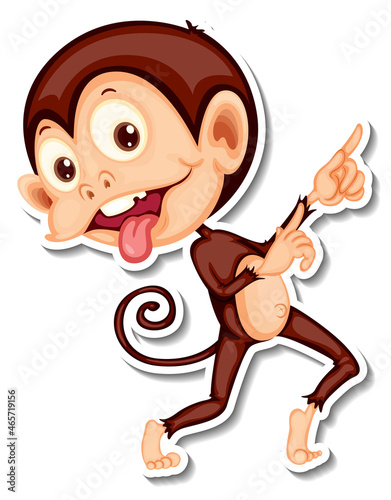 Monkey with teasing face cartoon character sticker