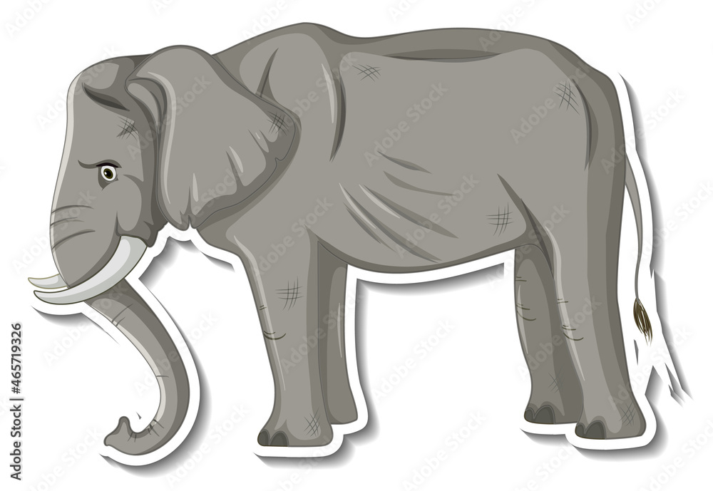 Skinny elephant animal cartoon sticker