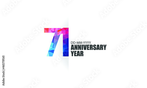 71 year anniversary full color polygon geometry style background for event, birthday, gift - vector
