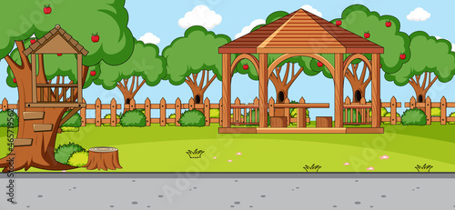 Empty park outdoor scene at daytime