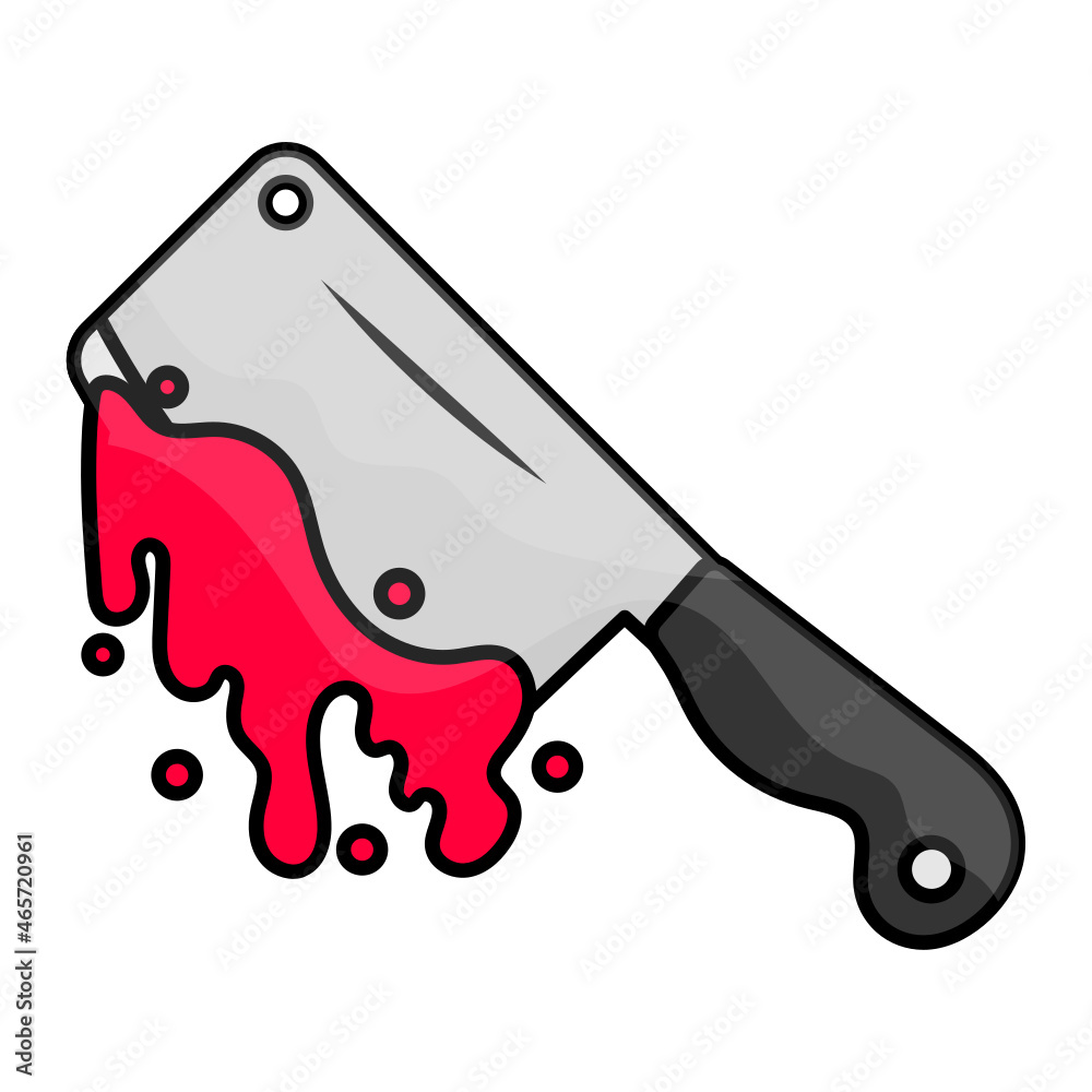 Blood Spattered Cleaver Concept, Scary Butcher Weapon Accessory Vector ...