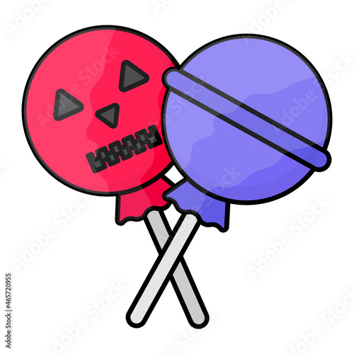 Candy apple Concept, Ccandy pumpkins Vector Color Icon Design, Halloween costume Symbol, Holiday Celebrations Sign,  Christian feast  Stock illustration