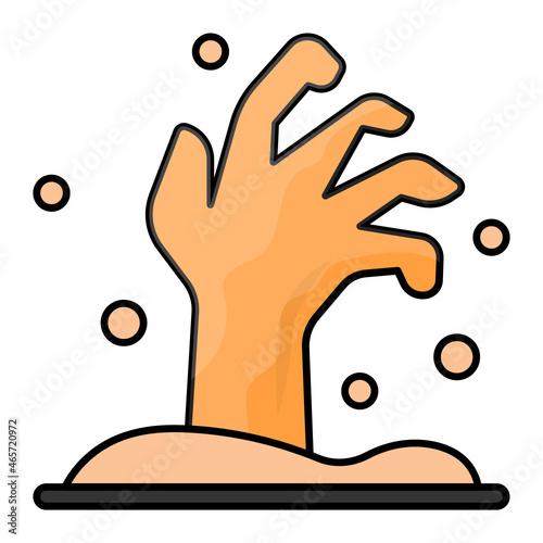 Zombie hand coming out of his grave Concept Vector Color Icon Design, Halloween costume Symbol, Holiday Celebrations Sign,  Christian feast  Stock illustration