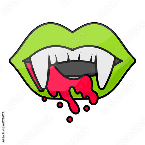 Bloody mouth and teeth of Vampire Concept Vector Color Icon Design, Halloween costume Symbol, Holiday Celebrations Sign,  Christian feast  Stock illustration