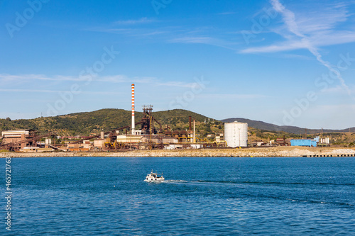 View over the pier of the port of Piombino af the sea