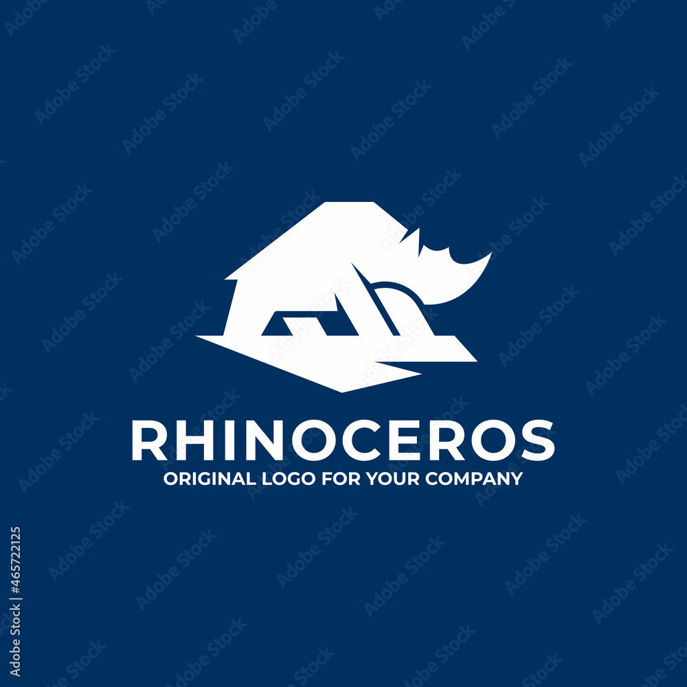Rhinoceros logo design template.