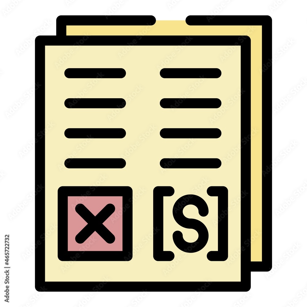 Questionary paper icon. Outline questionary paper vector icon color flat isolated Questionary paper icon. Outline questionary paper vector icon color flat isolated