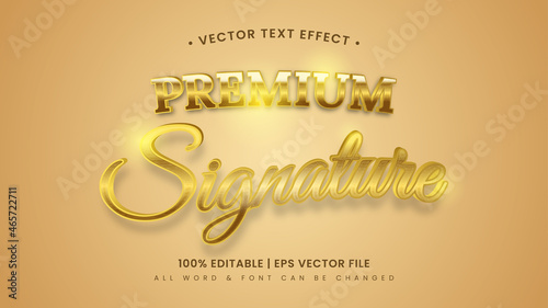 Shiny Premium Signature 3d Text Style Effect. Editable illustrator text style.