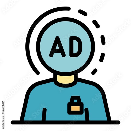 Marketing expert and ad icon. Outline marketing expert and ad vector icon color flat isolated