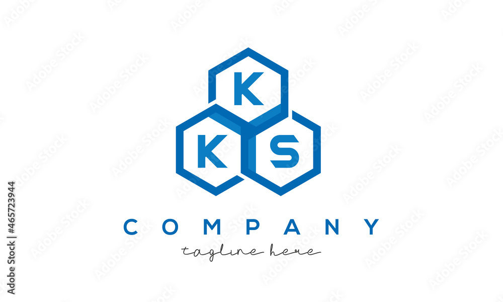KKS letters design logo with three polygon hexagon logo vector template