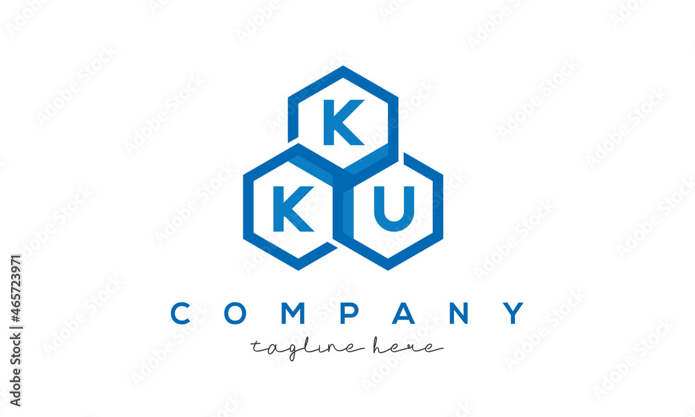 KKU letters design logo with three polygon hexagon logo vector template