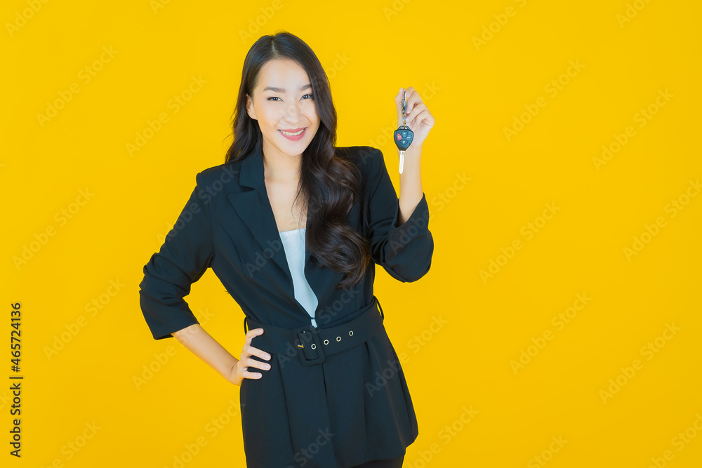 Portrait beautiful young asian woman smile with car key Portrait beautiful young asian woman smile with car key