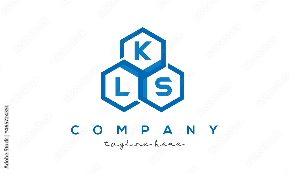 KLS letters design logo with three polygon hexagon logo vector template