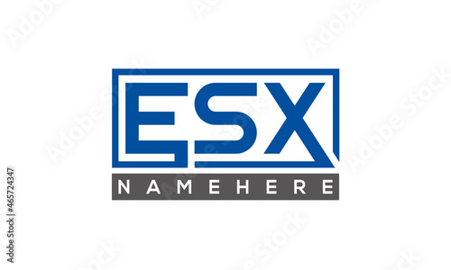 ESX Letters Logo With Rectangle Logo Vector