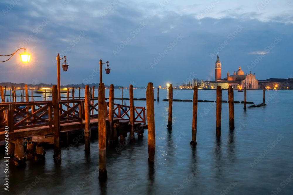 Pier in Piazza San Marco before sunrise