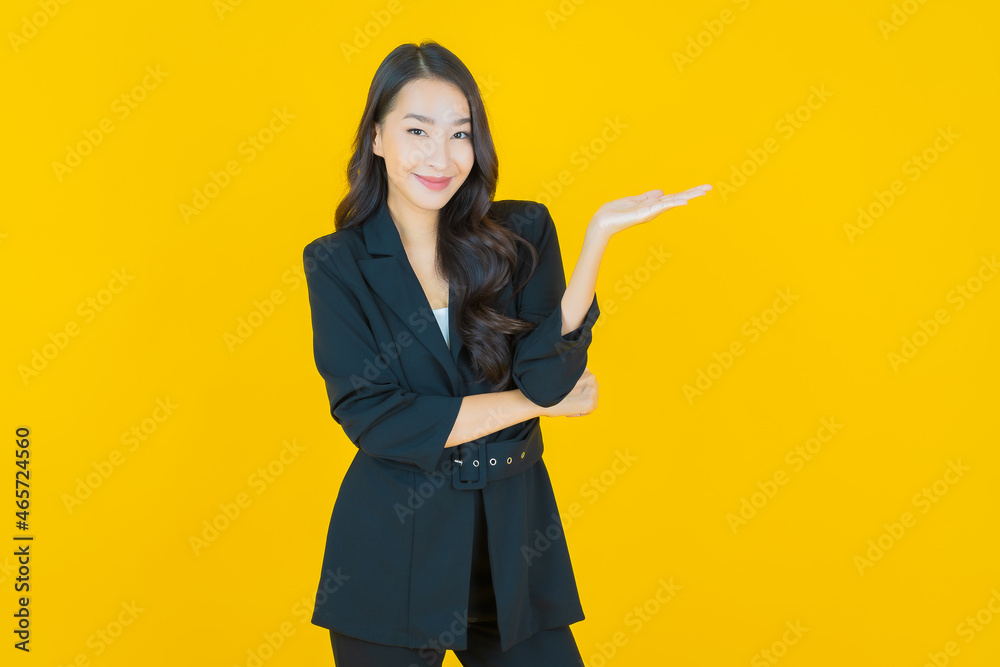 Portrait beautiful young asian woman smile with action Portrait beautiful young asian woman smile with action