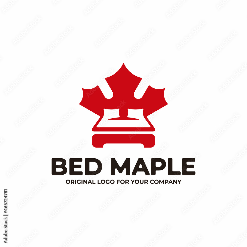 furniture logo design template with maple leaf symbol.