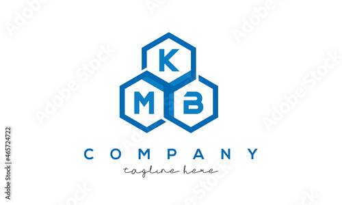 KMB letters design logo with three polygon hexagon logo vector template
