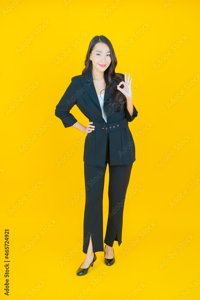 Portrait beautiful young asian woman smile with action Portrait beautiful young asian woman smile with action