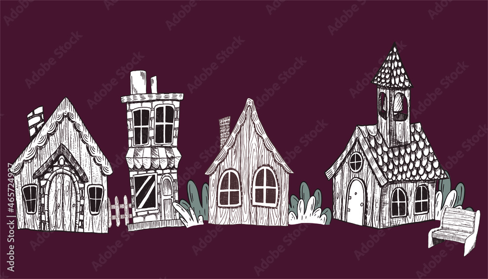 illustration of houses and streets of the old town