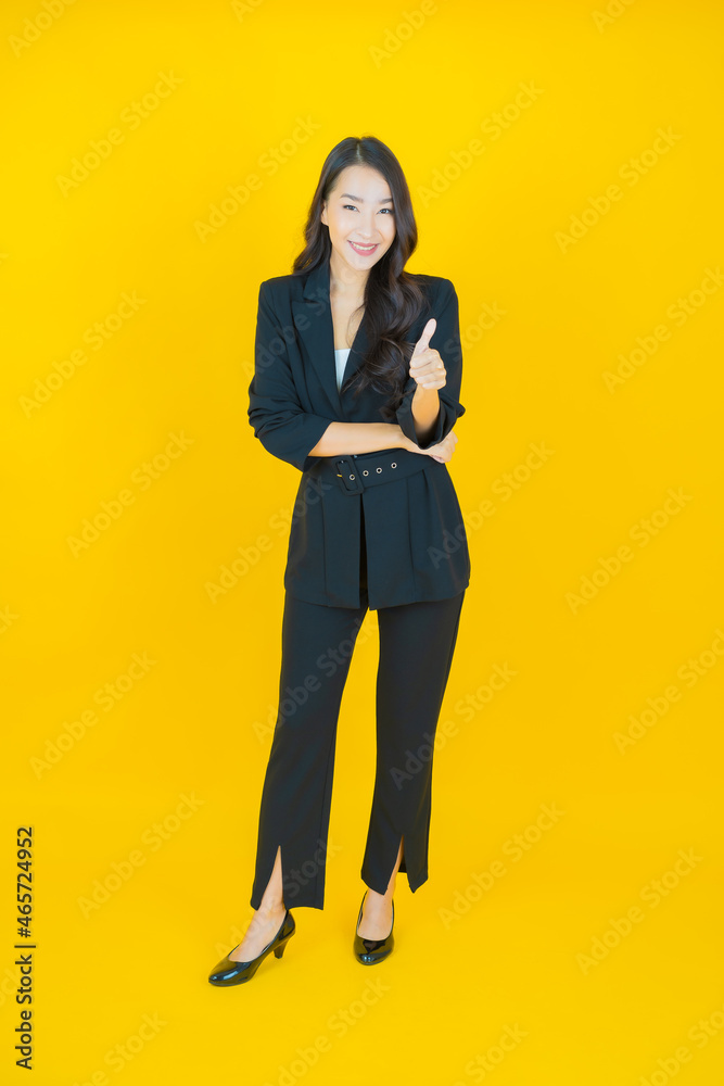 Portrait beautiful young asian woman smile with action Portrait beautiful young asian woman smile with action
