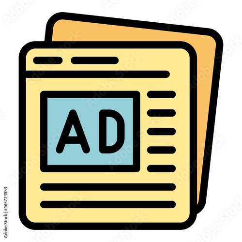 Advertisment pages icon. Outline advertisment pages vector icon color flat isolated