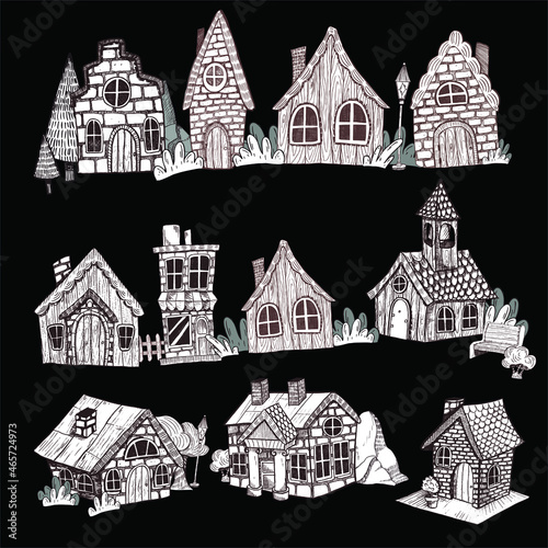 illustration of houses and streets of the old town