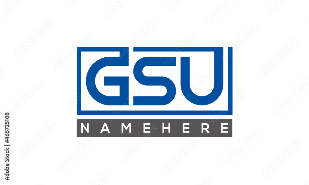 GSU Letters Logo With Rectangle Logo Vector GSU Letters Logo With Rectangle Logo Vector