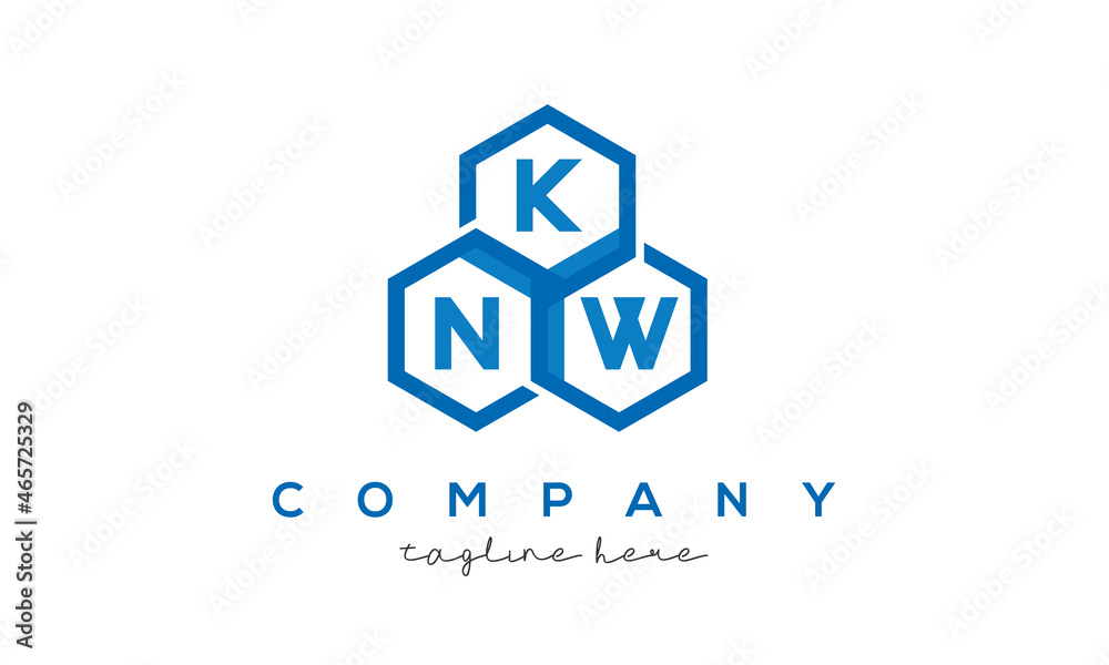 KNW letters design logo with three polygon hexagon logo vector template KNW letters design logo with three polygon hexagon logo vector template