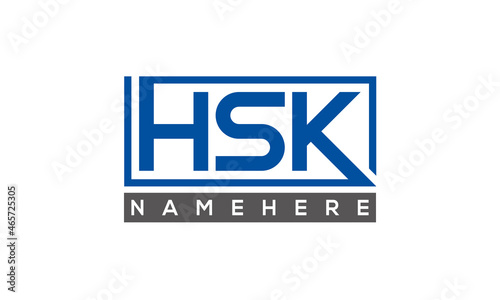 HSK Letters Logo With Rectangle Logo Vector 