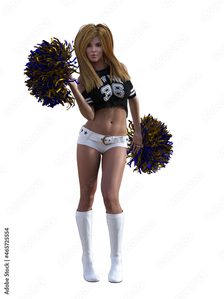 woman cheerleader with a flower