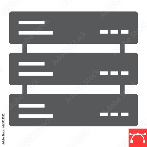 Data server glyph icon, database and hosting, computer server vector icon, vector graphics, editable stroke solid sign, eps 10.