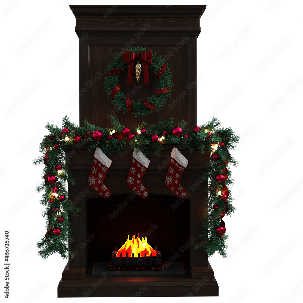 fireplace with christmas decorations