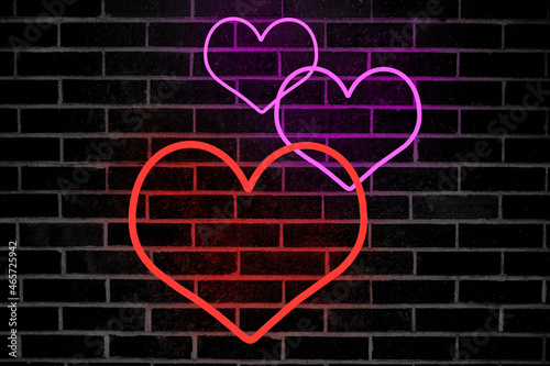 Obraz na płótnie neon heart on a wall w salonie