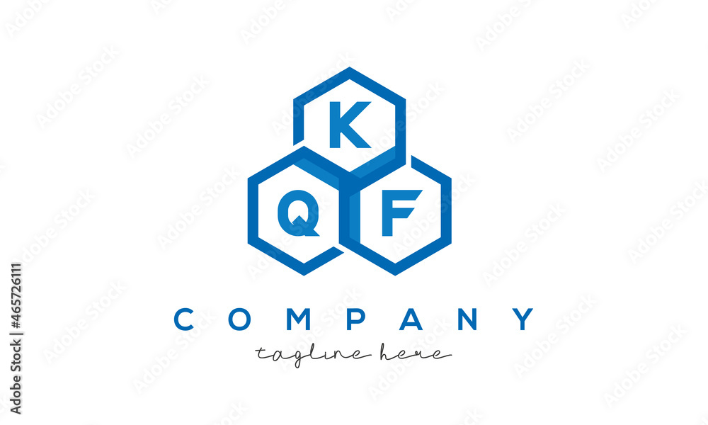 KQF letters design logo with three polygon hexagon logo vector template