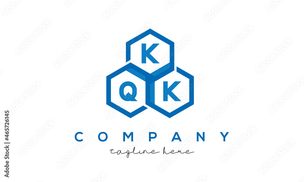 KQK letters design logo with three polygon hexagon logo vector template