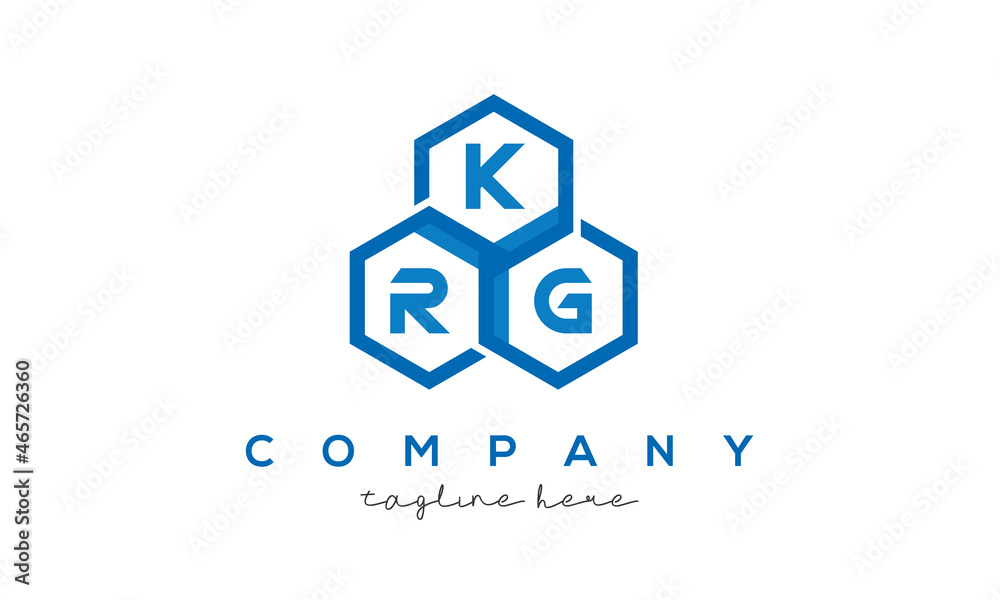 KRG letters design logo with three polygon hexagon logo vector template