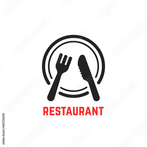 fork and knife on plate like restaurant logo
