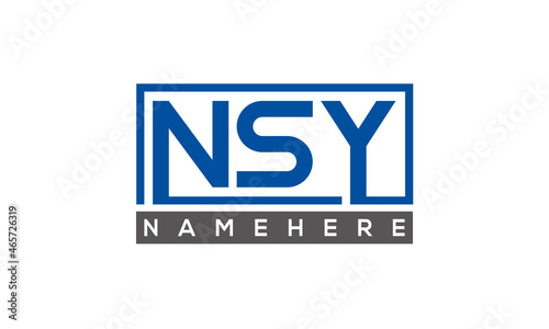 NSY Letters Logo With Rectangle Logo Vector 