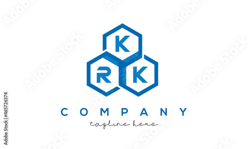 KRK letters design logo with three polygon hexagon logo vector template