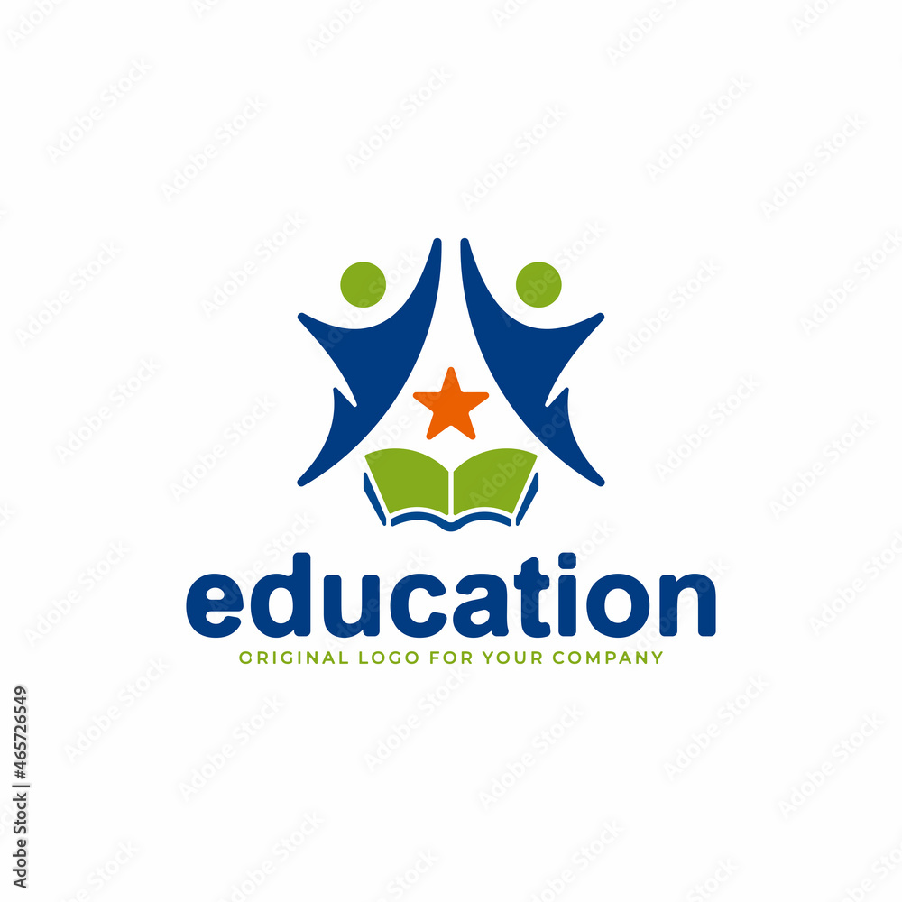 Educational logo with teamwork concept and symbol of people who want to reach for stars. Educational logo with teamwork concept and symbol of people who want to reach for stars.
